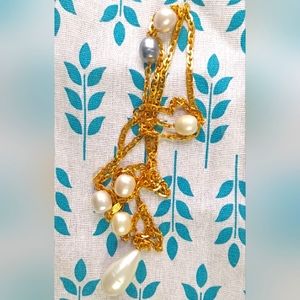 Authentic Chanel 24K Gold Plated Pearl Chain Necklace